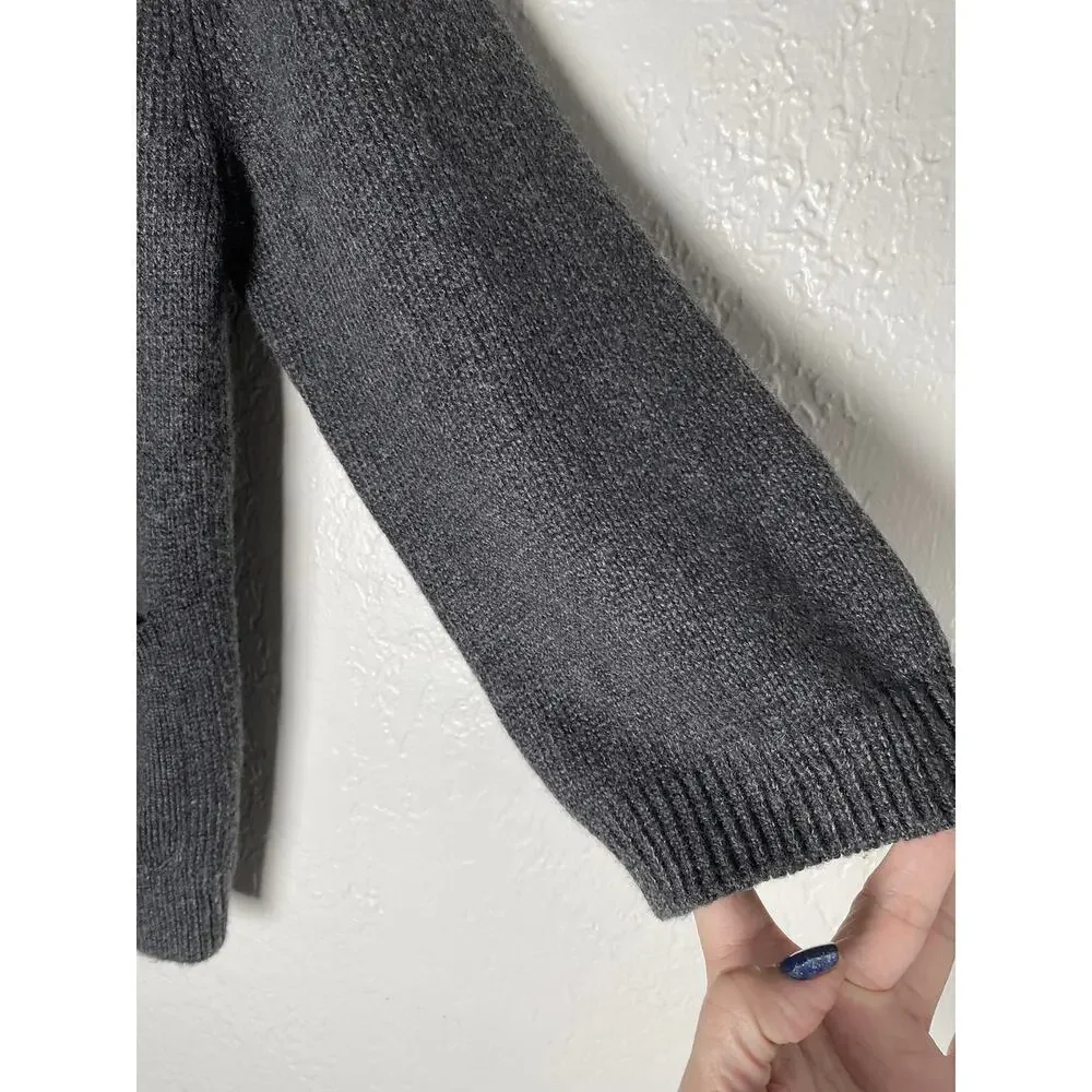 Cabi Women's Cultured Pearl‎ Button 3/4 Sleeve Knit Cardigan Smoke Gray XS